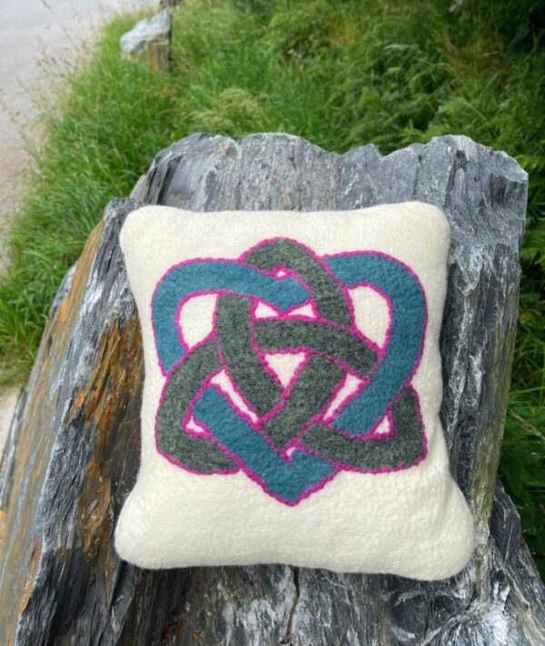 Felt Cushion Celtic Love Heart