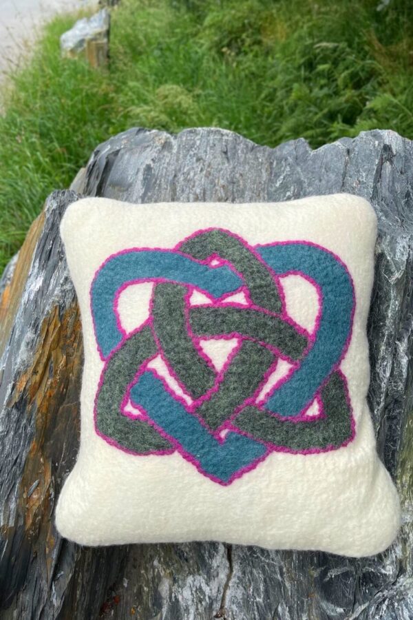 Felt Cushion Celtic Love Heart