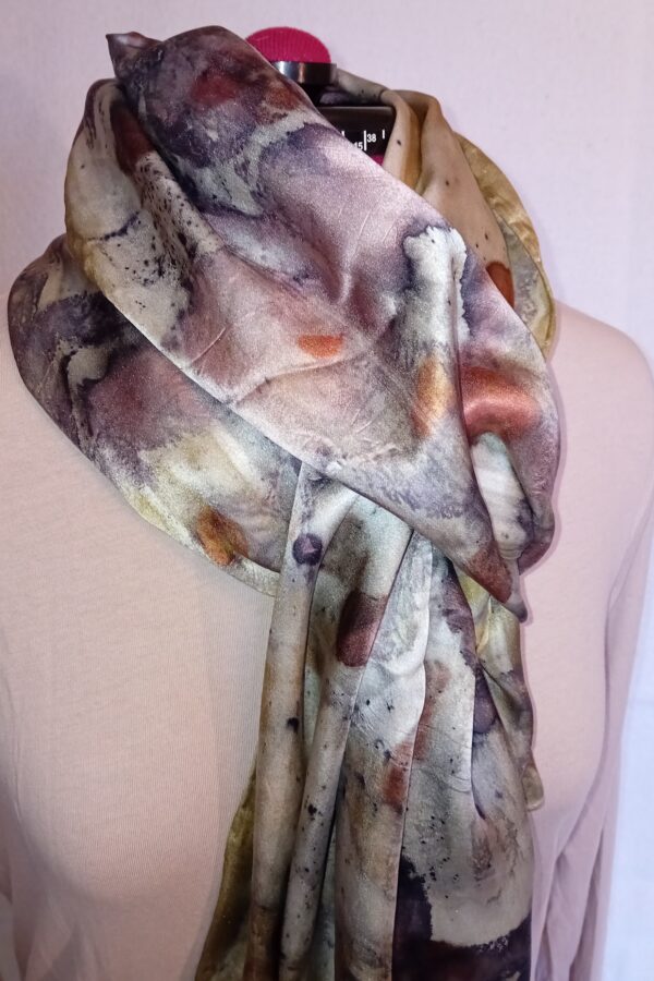 Botanical Print Satin Silk Scarf