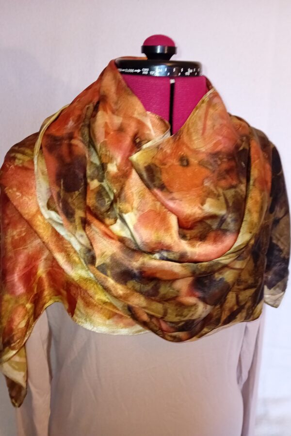 Botanical Print Satin Silk Scarf